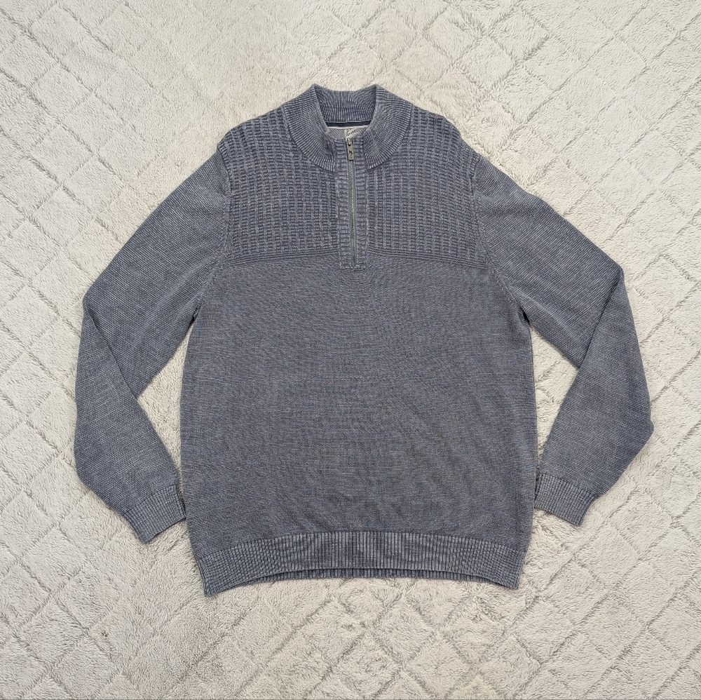Tommy Bahama Sweater Mens XL Gray ¼ Zip Pullover Knit Cotton Casual Beach - Picture 1 of 9